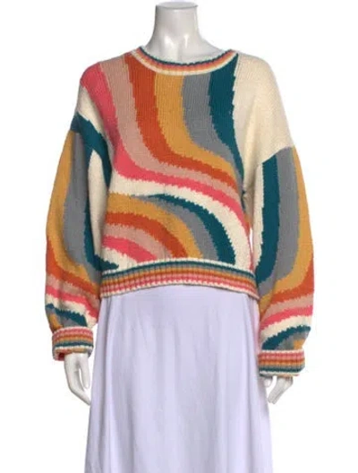 Pre-owned Mother Striped Crew Neck Sweater In Neutrals