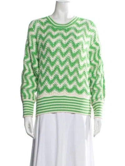 Pre-owned Mother Striped Crew Neck Sweater W/ Tags In Green