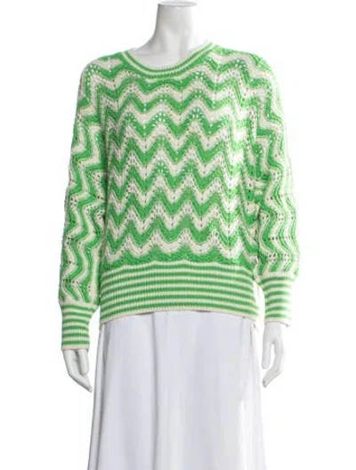 Pre-owned Mother Striped Crew Neck Sweater W/ Tags In Green
