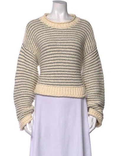 Pre-owned Mother Striped Crew Neck Sweater W/ Tags In Neutrals