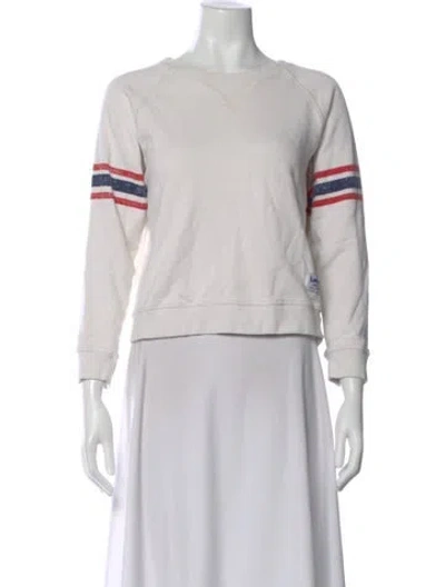 Pre-owned Mother Striped Crew Neck Sweatshirt In White