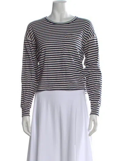 Pre-owned Mother Striped Crew Neck T-shirt In Black