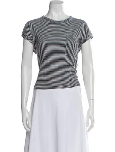 Pre-owned Mother Striped Crew Neck T-shirt In Blue