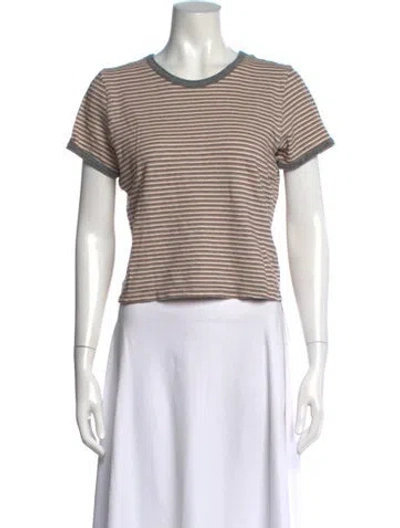 Pre-owned Mother Striped Crew Neck T-shirt In Neutral