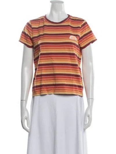Pre-owned Mother Striped Crew Neck T-shirt In Orange