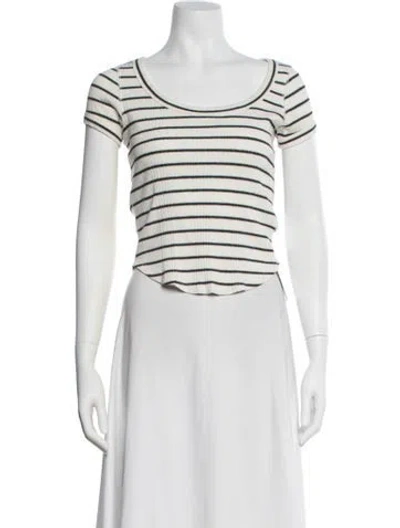 Pre-owned Mother Striped Crew Neck T-shirt In White