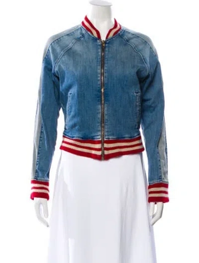 Pre-owned Mother Striped Denim Jacket In Blue