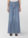 Mother Striped High Waist Wide-leg Trousers In Blue
