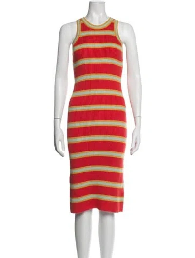 Pre-owned Mother Striped Knee-length Dress In Blue/orange/yellow
