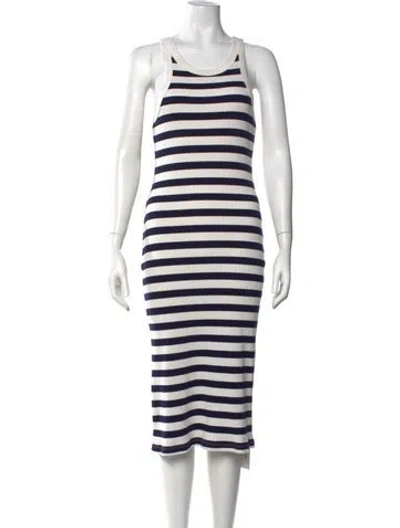 Pre-owned Mother Striped Midi Length Dress In Blue