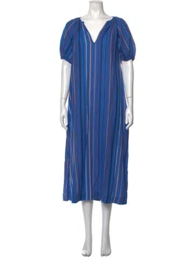 Pre-owned Mother Striped Midi Length Dress In Blue