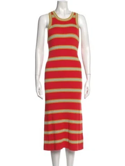 Pre-owned Mother Striped Midi Length Dress In Blue/orange/yellow
