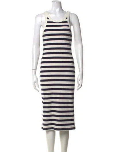Pre-owned Mother Striped Midi Length Dress In Neutrals