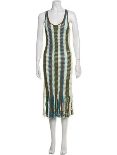 Pre-owned Mother Striped Midi Length Dress In Neutrals