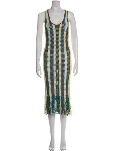 Pre-owned Mother Striped Midi Length Dress In Neutrals