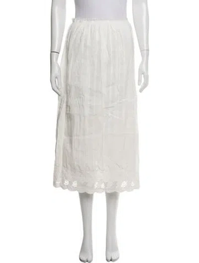 Pre-owned Mother Striped Midi Length Skirt In Neutrals/white