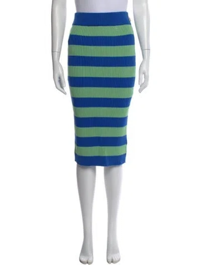 Pre-owned Mother Striped Midi Length Skirt W/ Tags In Blue