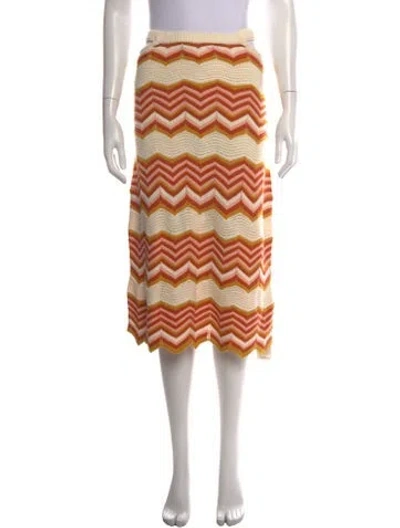 Pre-owned Mother Striped Midi Length Skirt W/ Tags In Neutrals/orange