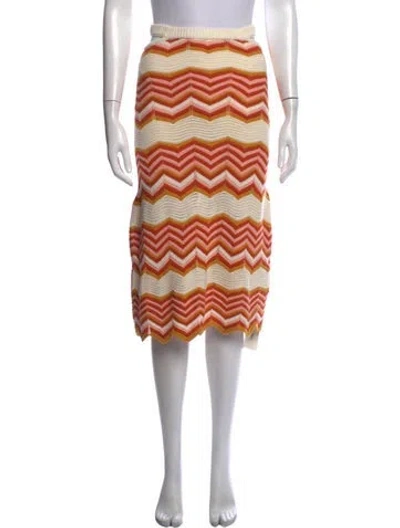 Pre-owned Mother Striped Midi Length Skirt W/ Tags In Orange