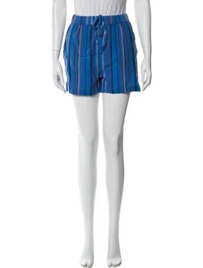 Pre-owned Mother Striped Mini Shorts In Blue