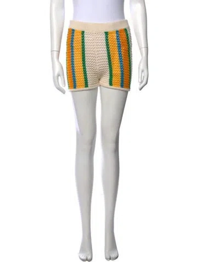 Pre-owned Mother Striped Mini Shorts In Neutral