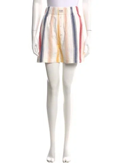 Pre-owned Mother Striped Mini Shorts In White