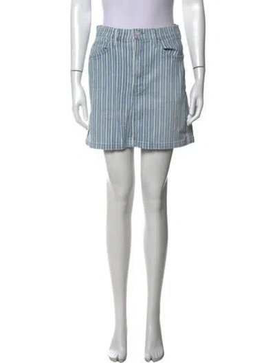Pre-owned Mother Striped Mini Skirt In Blue