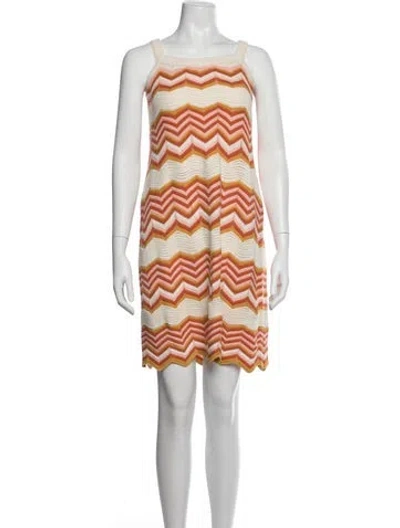Pre-owned Mother Striped Mini Skirt In Neutrals/orange