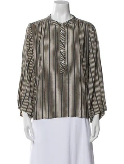 Pre-owned Mother Striped Mock Neck Blouse In Multi