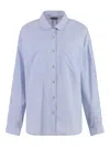 Mother Striped-pattern Cotton Shirt In Blue