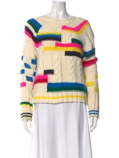 Pre-owned Mother Striped Scoop Neck Sweater In Neutral