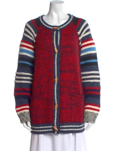 Pre-owned Mother Striped Scoop Neck Sweater In Red
