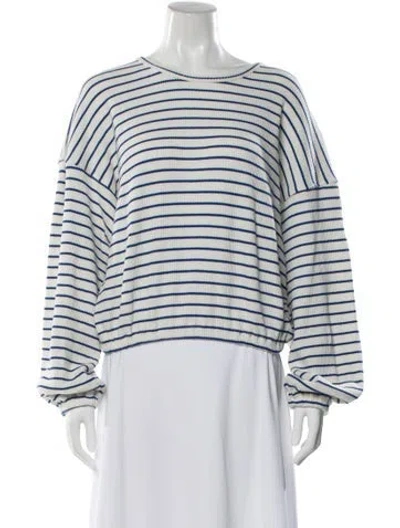 Pre-owned Mother Striped Scoop Neck Sweater W/ Tags In White