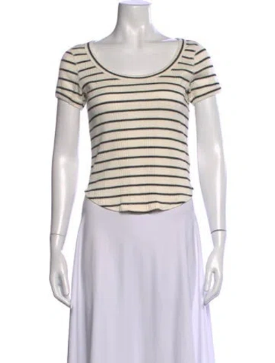 Pre-owned Mother Striped Scoop Neck T-shirt In Black/yellow