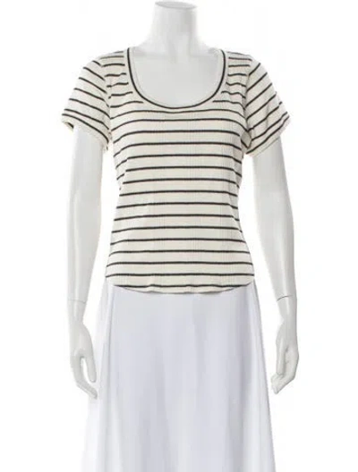 Pre-owned Mother Striped Scoop Neck T-shirt In Neutral