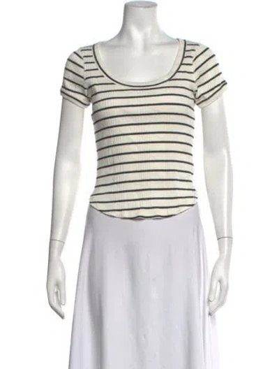 Pre-owned Mother Striped Scoop Neck T-shirt In Neutrals