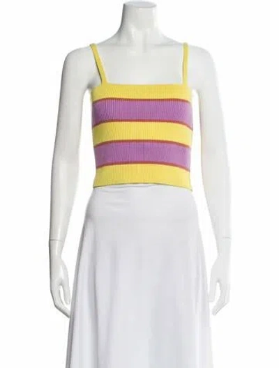 Pre-owned Mother Striped Square Neckline Crop Top In Blue
