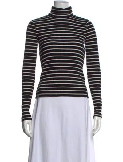 Pre-owned Mother Striped Turtleneck Sweater In Black