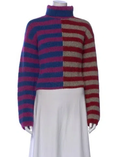 Pre-owned Mother Striped Turtleneck Sweater In Purple