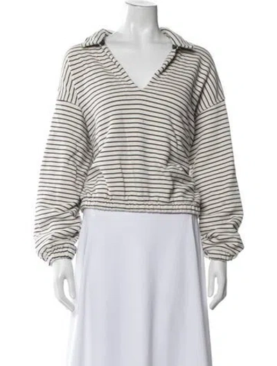 Pre-owned Mother Striped V-neck Sweater In White