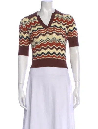 Pre-owned Mother Striped V-neck Top In Multi