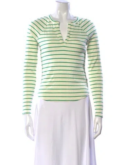 Pre-owned Mother Striped V-neck Top In Multi