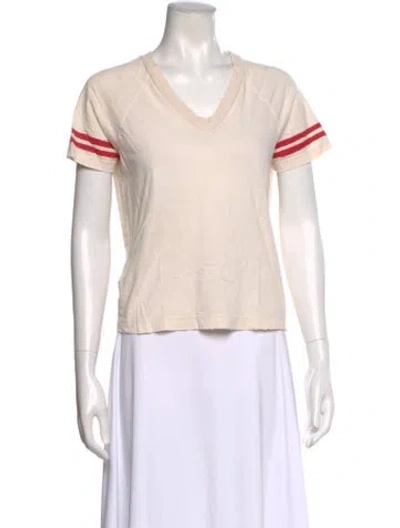 Pre-owned Mother Striped V-neck T-shirt In Orange