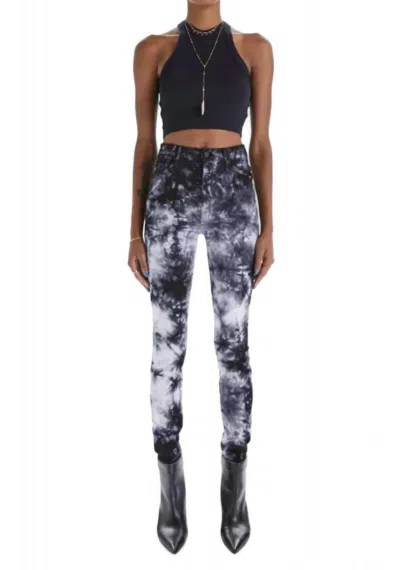 Mother Super Swooner Tie Dye Skinny Jean In Winding Paths In Grey