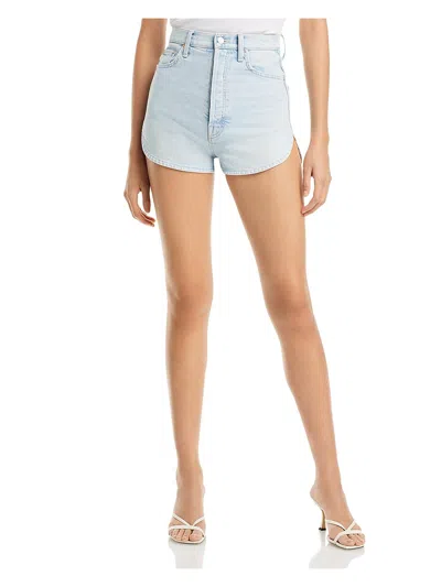 Mother Superior Womens High Rise Light Wash Denim Shorts In Multi