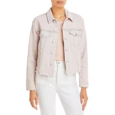 Mother Superior Womens Raw Hem Collared Denim Jacket In Neutral