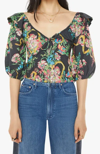 Mother Sweet Talker Ruffle Crop Top In Wicked Wildflowers
