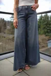 Mother Wide Leg Stretch Cotton Jeans In Blue