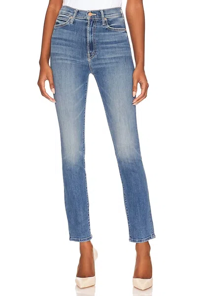 Mother Swooner Rascal Hover Straight Leg Jean In Healing Jar In Blue
