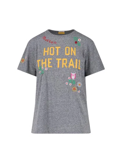 Mother Womens Hot On The Trail The Rowdy Embroidered Woven T-shirt In Gray